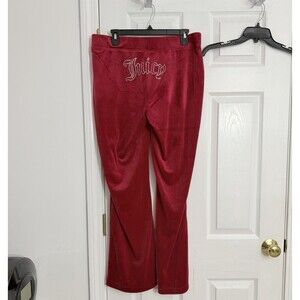 Juicy Couture Classic Velour Mid Rise Pants Coco Red XL NEW